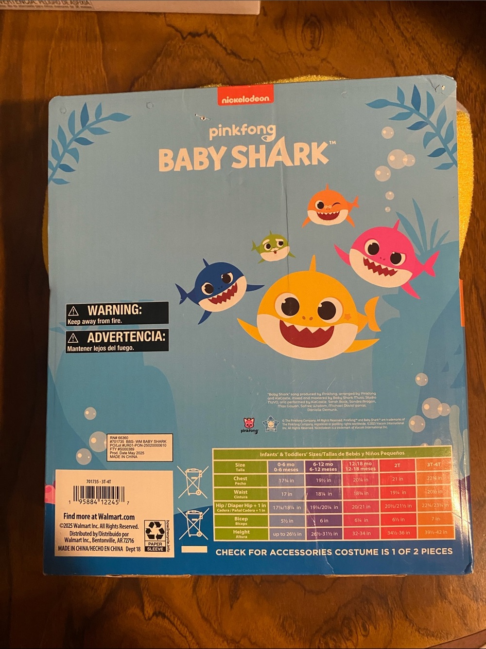 Baby Shark Yellow Toddler (3T-4T) Halloween costume new - Picture 3 of 3